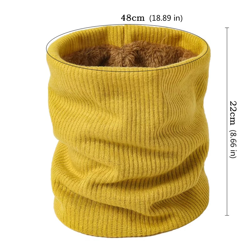 Solid Thick Warm Ring Scarf Fashion Winter Striped Warm Women Men Outdoor Full Mask Scarves with Plush Snood Unisex Muffler